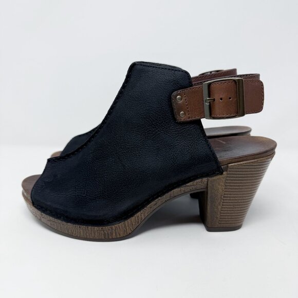 Dansko Black Oiled Leather Open Toe Booties Comfort Shoes Women's Size EU 41 - Picture 3 of 10